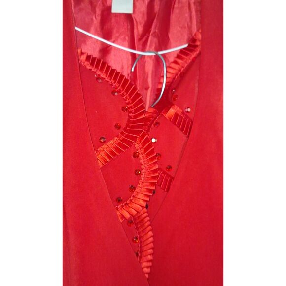 A Champagne Women's Two Piece Dress Red Vintage Embellished Grandma Core 24W - Picture 3 of 11